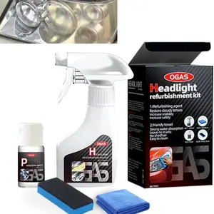 Automotive Headlamp Restoration Fluid Oxidized, Headlight Refurbishment Kit, Professional Car Headlamp Cleaner with Refurbishing Agent, Durable Headlight Repair Kit for All Vehicle Types（1pcs, 6.09oz）