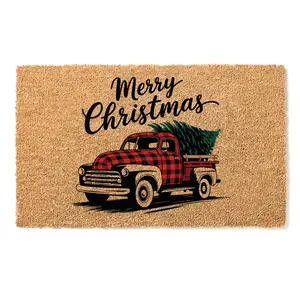 Holiday Cheer Welcome Mat , Christmas Tree Doormat , Festive Coir Mat , Xmas Gift for Home , Outdoor Holiday Decor, Festive Welcome Mat - Xmas Tree Doormat , Christmas Decor , Housewarming Holiday Gift , Outdoor Coir Mat