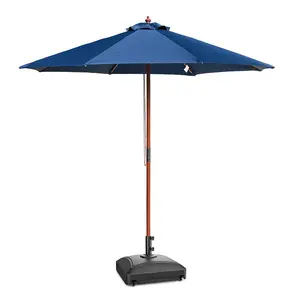 Yescom 9FT Wooden Patio Umbrella & Umbrella Base with Wheels for Beach Pool Wedding