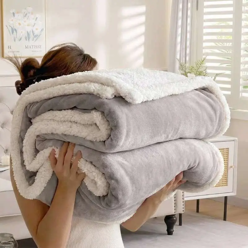Cosybay 300gsm Coral Fleece Throw Blanket (50x66 in) - Cozy, Fluffy Soft, Rustic, Wrinkle-Resistant, Hypoallergenic Twin Size for Sofa, Bedroom Decor, Home Goods (Father's Day Gift),familyfun