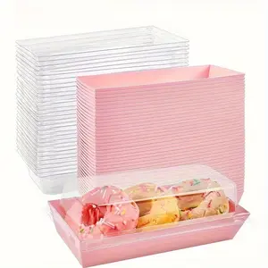 10/30/50pcs Rectangular Dessert Boxes with Transparent Lids, Durable Plastic Premium Cake Box Food Containers for Cupcakes, Cakes, Biscuits, Reusable Outdoor Use