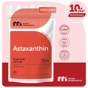 Micro Ingredients Astaxanthin 12mg | Natural Tanning, Fresh Microalgae Source, Easy to Swallow