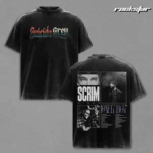 $uicideboy$ Grey Lonely Boy Album Tracklist Graphic Washed Tee Vintage Acid Oversized Gothic Rap Hip Hop Y2K Streetwear Music Fan Gift Men Women