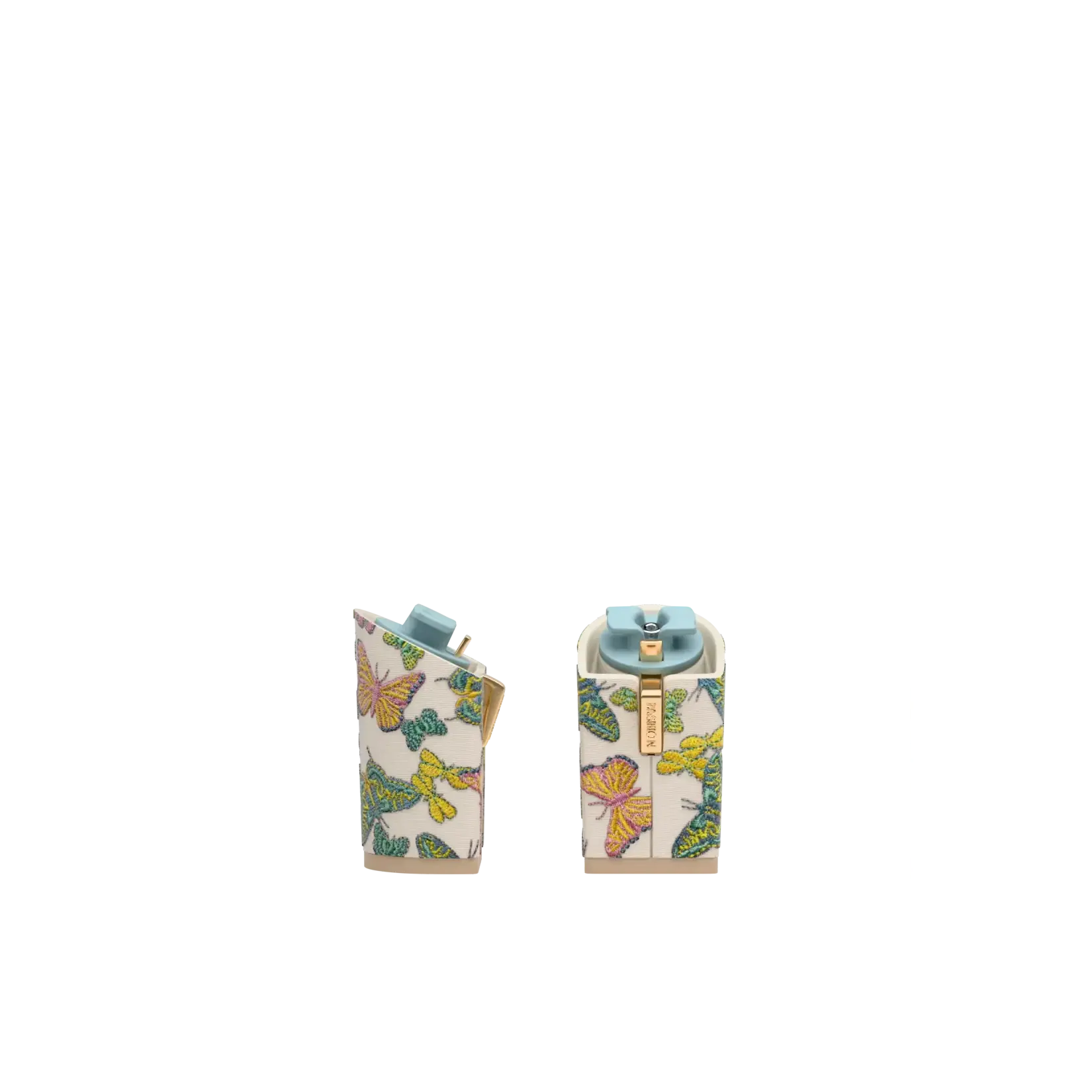 Block Heel Kit 4 Ivory Butterfly Embroidery