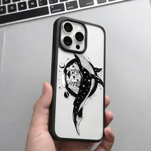 Floral Whale Pattern Clear Magnetic Phone Case , MagSafe Silicone Bumper Protective Cover for iPhone X Xsmax 11 12 13 14 15 16 Pro Max Plus Trendy Y2k