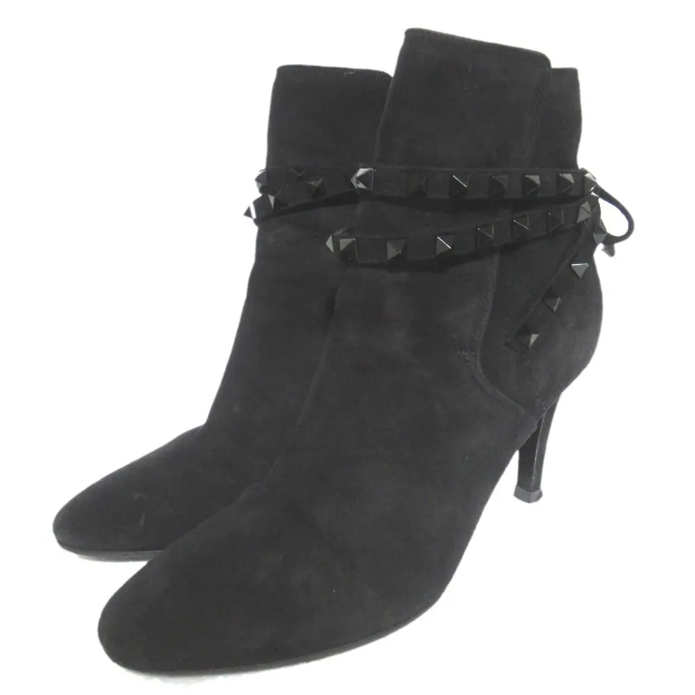 Pre-owned Valentino Suede Small Leather Goods Garavani Rockstuds Short Boots