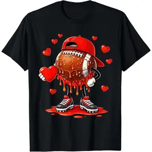 Valentine Football Heart Drip Sport Love Valentines Day T-Shirt Funny Graphic Tee Graphic Hoodies