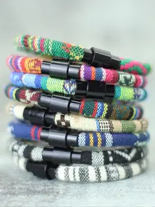 Boho Style Ethnic Fabric Braided Bracelet, Fashionable Magnetic Closure Bracelet for Men & Women, Trendy All-match & Exquisite Jewelry for Birthday Gift, Stackable Bracelets
