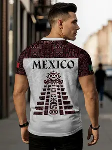 Mexico Aztec Pyramid Heritage Pride Warrior Spirit Shirt, Athletic Sports Clothing, Sporty Fitted Long Sleeve Top, All Seasons Ethnic Pattern Design