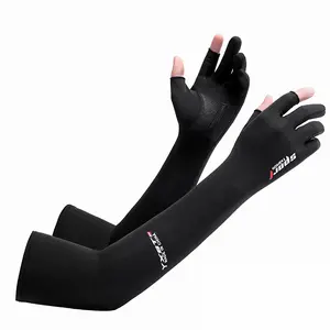 Cooling Ice Silk 2-Finger Sun Arm Sleeves, Anti-Slip UV Protection Arm Cover for Outdoor Sports Driving, Multiple Colors & 1/3 Pair Choices