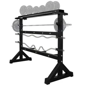 Multifunctional Heavy Duty Dumbbell Rack Stand with Three-Tier Shelves & Rubber Bottom Covers for Home Gym Weight Storage Compact Stable Steel Tubing