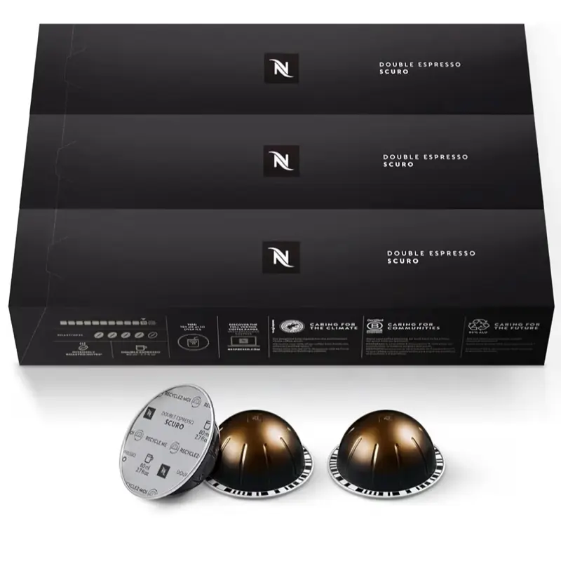 Nespresso Capsules Vertuo, Double Espresso Scuro, Dark Roast, 30 Count Beverage Coffee
