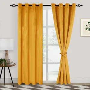 XWZO Gold Velvet Curtains 84 Inches Long, Elegent Soft Luxury Curtains for Living Room, Thermal Room Darkening Gold for Bedroom, Velvet Drapes Set 2 Panels