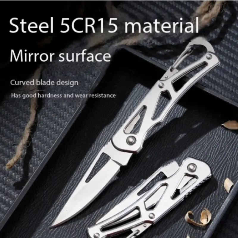 Stainless Steel Folding Knife Keychain, Portable Outdoor Tool for Camping Hiking Emergency Use, Camping Portable Knives, Survival Tools, Survival Equipment, Durable Men's Gift Accessory