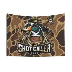 Camouflage Shot Caller Duck Hunting Print Tapestry Wall Hanging, Peach Home Goods for Bedroom Wall Decor, Ideal Gift for Dormitory Hanging Decor tapestry