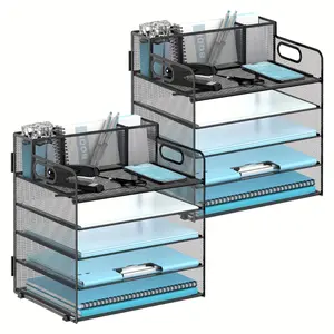 New 5 tier Paper Letter Tray Organizer Pen Holder Mesh Desk typewriter