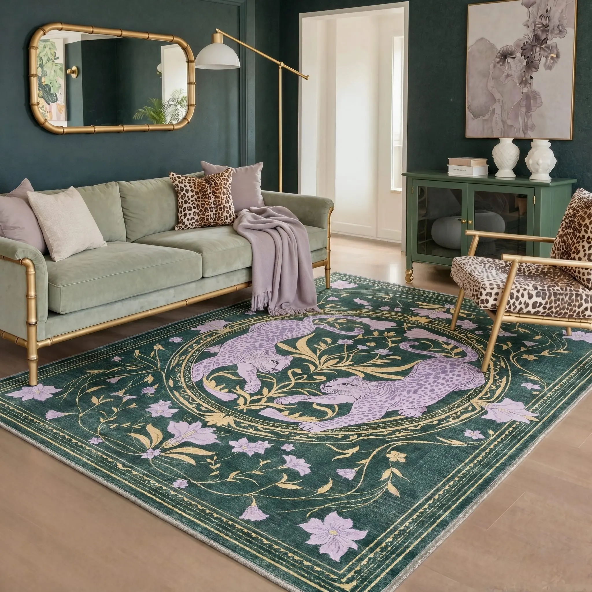 【Deals For You Days】GENIMO Home Rug – Soft, Non-Slip, Pet Friendly, Machine Washable Carpet, Ideal Area Rug for Living Room, Bedroom, Kitchen, Hallway Floor Decor ,ARB4880-ONYX BLOOM