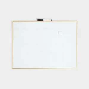 U Brands Gold Metal Frame Dry Erase Calendar Board,  White