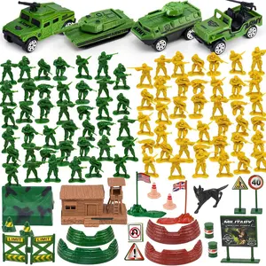 L-MTS029  105 PCS Army Men Playset with Army Men Action Figures, Army Men Soldiers Toys for Boys Kids Ages 4-8-12, Military Toys Set with Army Men Tank, Plane, Green Army Men, Army Guys, 4 Cars