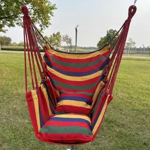 Outdoor Hanging Chair with Pillow, Colorful Striped Hanging Chair, Thickened Hanging Chair for Home Balcony, Hammock Chair, Camping Equipment