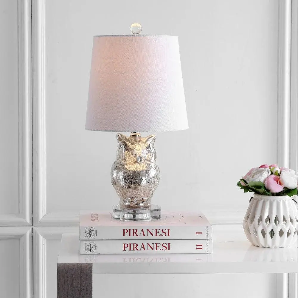 JONATHAN Y Night Owl Glass-Crystal LED Table Lamp - Ambient Decoration Lamp for Bedroom, Living Room, Dorms