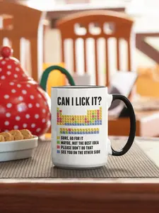 Funny Periodic Table Mug, Can I Lick It Science Cup, Chemistry Teacher Gift, Nerdy Science Coffee