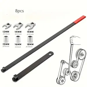 8pcs Professional Automotive Serpentine Belt Tool Set, Universal 3/8" 1/2" Drive Serpentine Belt Adjust Tightener Wrench Tool Set, Idler Pulley Adjuster Wrench, Easy To Install, Automotive Belt Removal And Installation Kit For Car Engine Repair