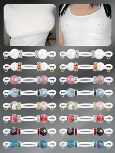 Non Piercing Nipple Jewelry Adjustable Non-Piercing Nipple Rings Faux Elastic Nipple Nooses for Women Men Faux Nipple Piercing Jewelry Body Jewelry