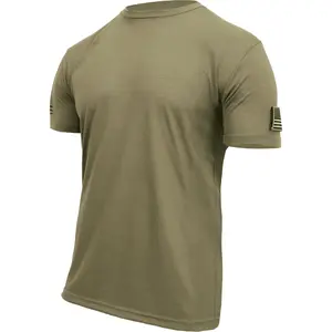 Coyote Brown AR 670-1 - Tactical Patch Loop US Flag T-Shirt, Athletic Fit, Moisture Wicking, Poly