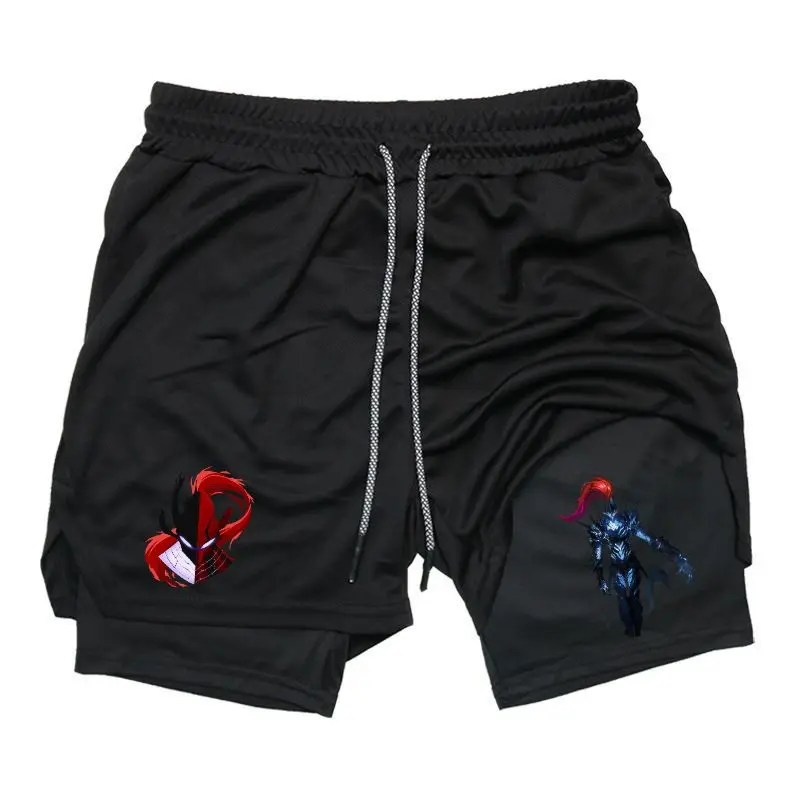 Men's Solo Leveling Igris Inspired 2-in-1 Quick Dry Athletic Shorts Spawn Anime Graphic Sweat Shorts for Men Drawstring Athletic Shorts Streetwear Summer Outfits Men Shorts Guys Gifts