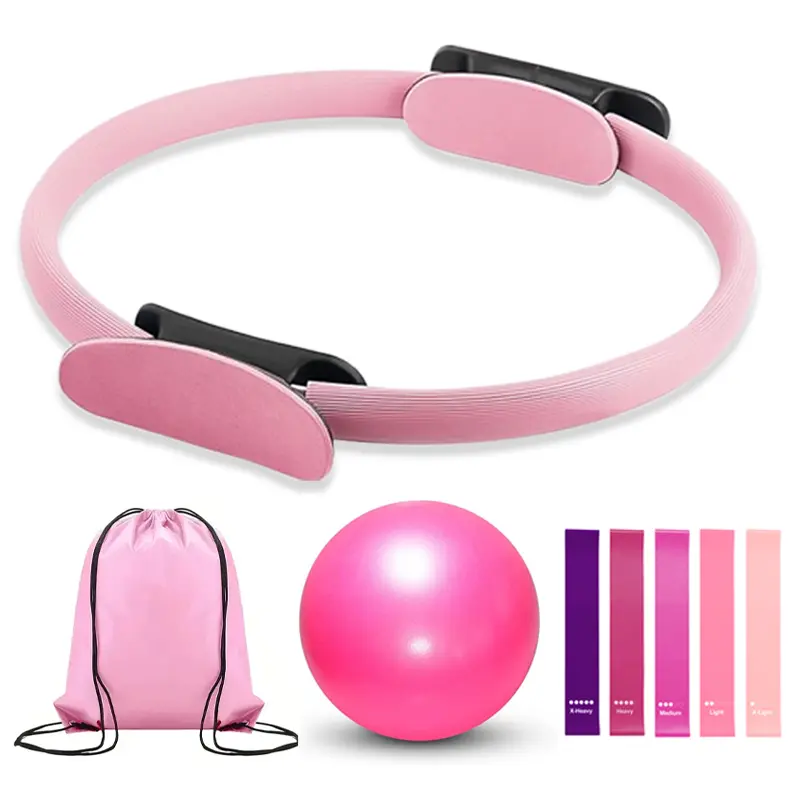 8pcs Premium Yoga Pilates Set - Non-Slip Exercise Rings, TPE Durable Elastic Sport Bands, At-Home Gym Equipment for Resistance Band Workout, Flexibility & Strength Training Shaping, Fitness Bands