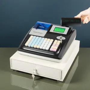 CNCEST Cash Register System Money Counter 48-Key ECR with Bill/Coin Compartments, UV Money Detector, Clear Display Receipt Printer & No-Network Needed for Small Businesses, Store, Market, Mall