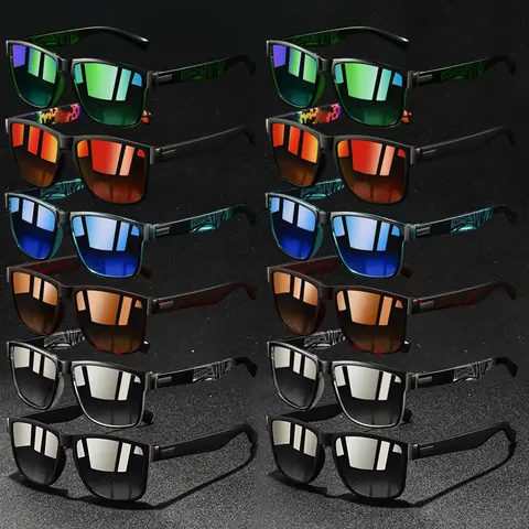 12pcs fashion square clashing colors glasses, Fashion Shades, Fashionable, suitable for both men and women, available in multiple colors, adopt rubber nose pads, lightweight and comfortable design, suitable for outdoor activities and daily wear