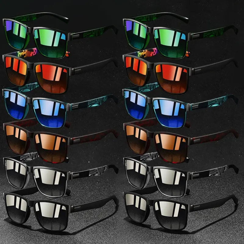 12pcs fashion square clashing colors glasses, Fashion Shades, Fashionable, suitable for both men and women, available in multiple colors, adopt rubber nose pads, lightweight and comfortable design, suitable for outdoor activities and daily wear