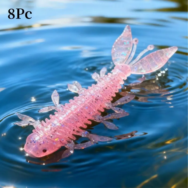 8pcs Soft Lure Fishing Baits, Soft Fishing Lures, Multi-Leg Flutter Shrimp, Flexible Tpe Floating Material, Ideal for Multi-Leg Environments, Fishing Lure Set
