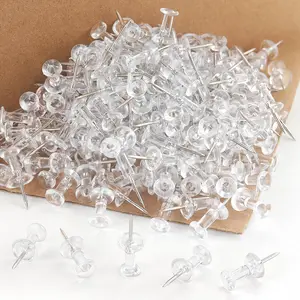 Push Pins 500-Pack, Large Bulk Clear Thumb Tacks Steel Point and Clear Plastic Head for Bulletin Board, Cork Board, Office