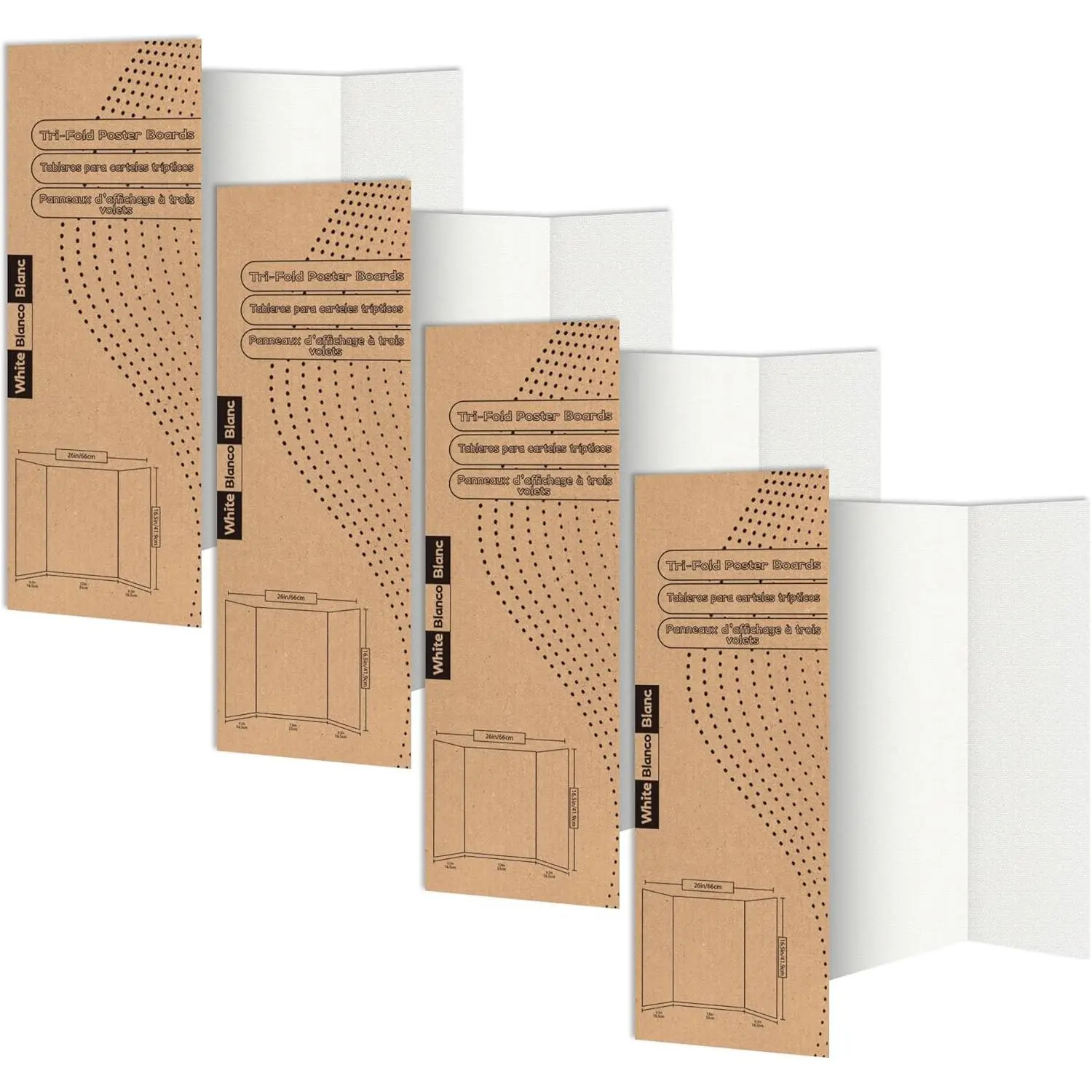 26x16.5 Trifold Poster Boards with Double Sided Tapes and Cardboard,Corrugated Display Boards,Professional Presentation Boards for School Project, Exhibitions(4PACKS)