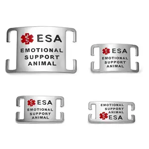 Leash King ESA Dog Tag – Extra Large Slide-On ID Badge for Collar or Harness – PVD Gold Surgical Steel, Non-Slip Grip, Deep Engraved & Hand Enamel ESA ID – Fits 1” Collar – Silent, Secure Emotional Support Dog Tag