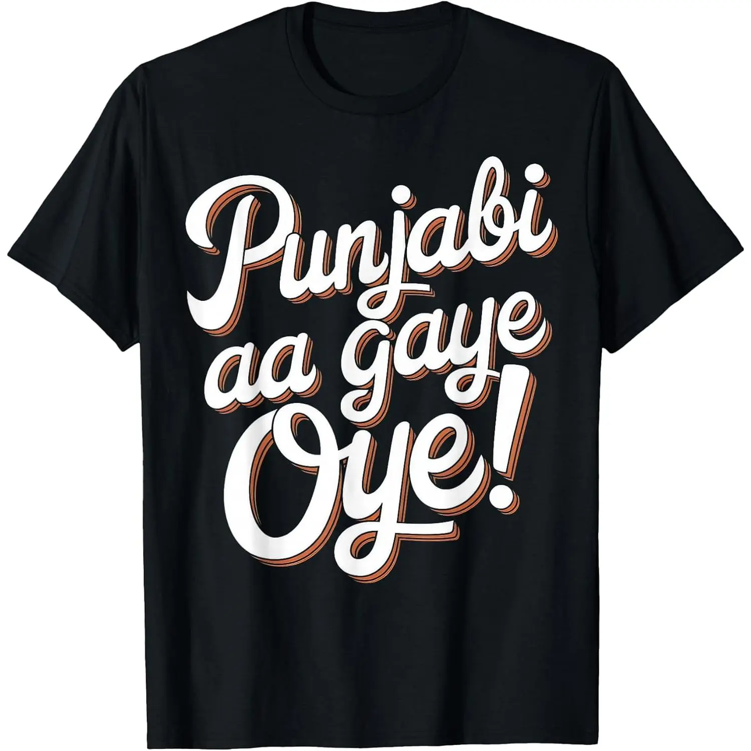 Women's Graphic T-Shirt with 'Punjabi Aa Gaye Oye' Funny Slogan, Casual 100% Cotton Short Sleeve Round Neck Top, Shortsleeve, Distressed, Tshirt, Vintage, Playful