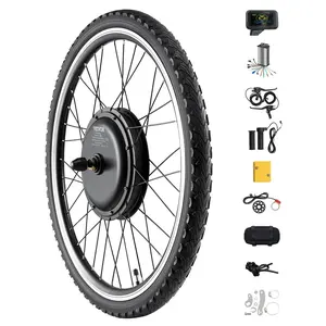 Summervibes VEVOR 1000W Electric Bike Conversion Kit, 48V 420rpm 26 Front Wheel E-Bike Hub Motor Kit with Upgraded Speed Controller, Throttle Grip Kit, LCD Display, and PAS System for Road Bike