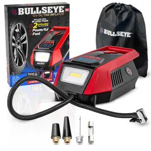 Bullseye 12V DC Tire Inflator - 150 PSI Handheld Tire Inflator with Digital Pressure Gauge, Sound and Light Alert
