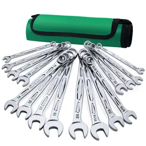 #fathersdaygift SK Combination Wrench Set, SAE & Metric, SuperKrome Finish, Premium CR-V Construction, with Rolling Pouch