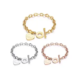 Fashion Letter & Heart Design Bracelet, Stainless Steel  for Women & Girls, Trendy All-match & Exquisite  for Birthday Gift, Letter Link Bracelet Adjustable Rate Couples Set Day Jewelry Necklace Fashionable Collarbone Chain elegant unique cross good luck