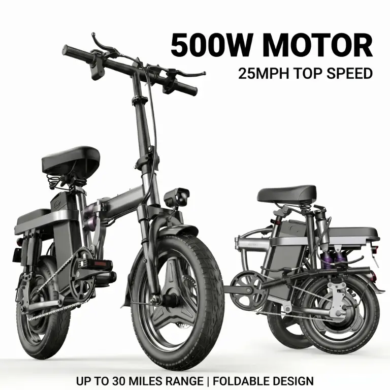 F12 Folding Electric Bike for Adults, 500W Motor, 25MPH Top Speed, 30 Miles Range, 48V 15Ah Battery, Portable City Commuter E-Bike