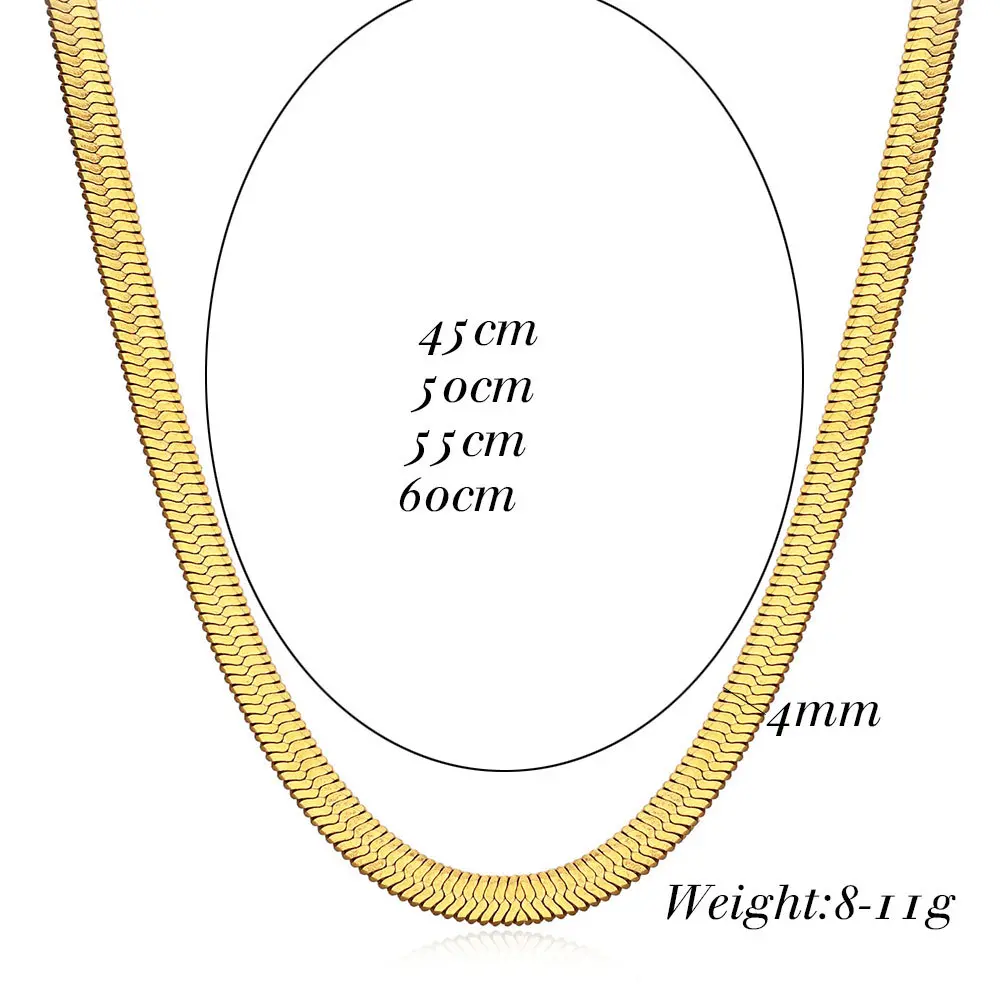 Women's 5mm Gold Herringbone Chain Necklace, Elegant Layered Chunky Snake Chain Choker, Gold-Plated Steel Casual Jewelry Gift for Teens, Long 45-60cm, Multi-Size, 8-11G
