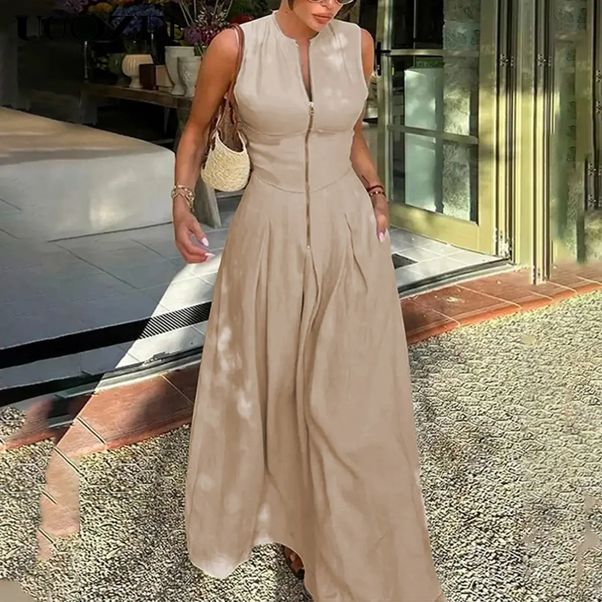 UOOZEE Women's Sleeveless Basic A-Line Dress - Summer Casual Stylish Women's Wear with Pleated Design, Loose UOOZEE Women's Sleeveless Basic A-Line Dress - Summer Casual Stylish Women's Wear with Pleated Design, Loose