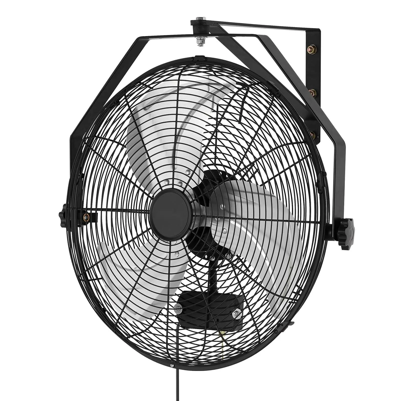 Wall Mount Fan, 18-Inch Wall Mounted Hanging Fan with IP44 Protection, 3-Speed Operation, Long Airflow Distance, Adjustable Tilt and Swing Angle, Suitable for Industry, Commercial Spaces, Garage and Workshop