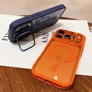 Luxury Magnetic Wireless Charging Metal Lens Mount Phone Case for iPhone 17 Pro Max Air 16 15 14 13 12 Pro Max Plus 17pro 17promax with Independent Lens Protector Acrylic Backplate Shockproof Armor