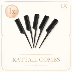 1 Pack Rat Tail Combs for Women Fine Tooth Comb Parting Tip Carbon Fiber Root Teasing Anti Static Heat Resistant