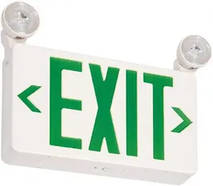 PHILIPS LED Combination Exit Sign with 2 Heads, 1 Face, Ceiling-Wall Mount, 1.9375in W x 9.5625in H x 11.9375in L, Nickel Cadmium Battery, Thermoplastic Housing, LED Lights for Indoors, 912401289507